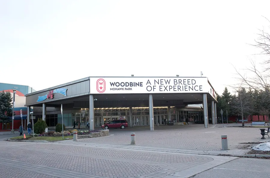 Woodbine Mohawk Park entrance canopy from the plaza